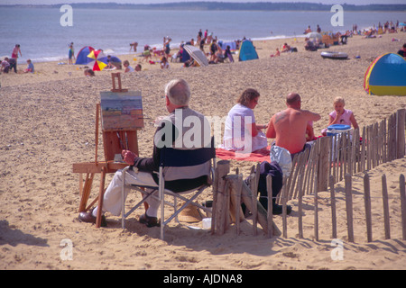 Künstler malen Walberswick Strand Suffolk England Stockfoto
