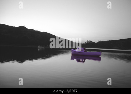 Boot auf einem ruhigen See Stockfoto