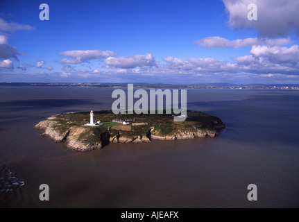 Luftaufnahme des Flaches Holm Insel Bristolkanal Wales UK Stockfoto