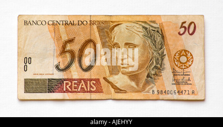 Brasilien-Brasil 50 Reais echte Banknote Stockfoto