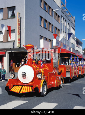 Touristenzug in zentralen Kristiansand, Vest-Agder, Norwegen. Stockfoto