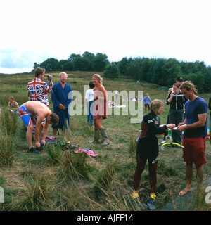 Die Welt Bog Schnorcheln Meisterschaften wird jährlich in einer Mid Wales Torf statt bog in Waen Rhydd, Llanwrtyd Wells, Powys, Wales, UK KATHY DEWITT Stockfoto