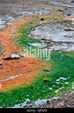 Bunte s-Kurve der Strömung der Geysir im Yellowstone Stockfoto