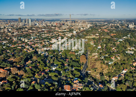 Umfangreiche Luftbild über Johannesburg Stadtzentrum Stockfoto
