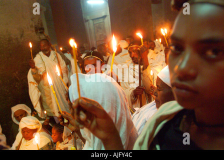 Lalibela Bet Medhane Alem Ostern Zeremonie in der Kirche Stockfoto