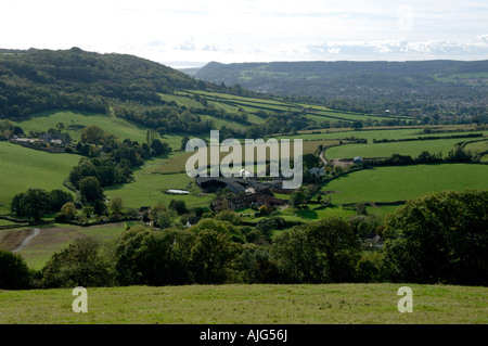 Coastal Ackerland und Bauernhof im Herbst beim Harcombe in der Nähe von Sidmouth Devon Stockfoto