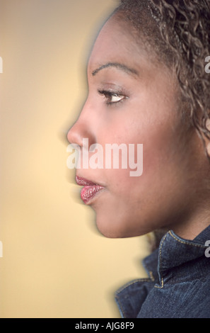 Profil von afroamerikanischen Frau Schatten Stockfoto