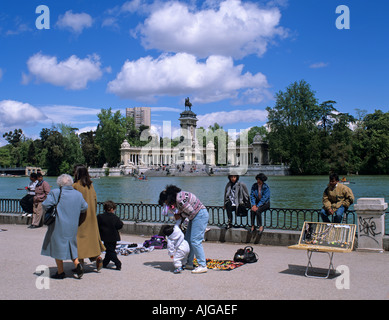 Spanien-Spanien-Madrid-Park Parque del Retiro Denkmal Alfons XII Stockfoto