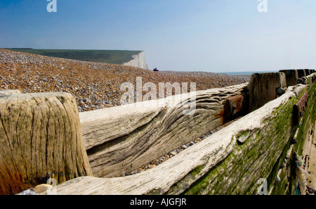 Cuckmere Haven in der Nähe von Seaford, wo das Umweltbundesamt vorschlägt, den berühmten Mäandern das Hochwasser zu ermöglichen. Bild von Jim Holden. Stockfoto