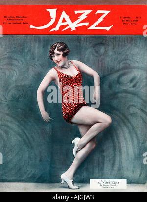 Jazz-Magazin, Cover der französischen Zeitschrift 1927 mit Alice Alma von Konzert Mayol, Foto von Lucien nach Stockfoto
