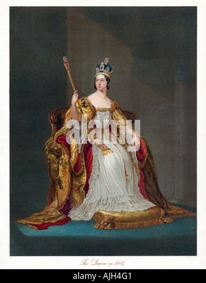 Königin Victoria im Jahr 1837 Krönung Porträt der britischen Königin von Souvenir veröffentlicht anlässlich ihres goldenen Jubiläums im Jahre 1887 Stockfoto