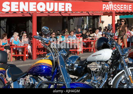 Saint-Tropez, Blick auf das Cafe Sénéquier Stockfoto