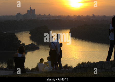 Beograd, Genex Turm Fluss Save trifft Donau Stockfoto