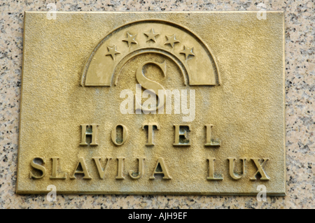 Beograd, Schild Hotel Slavija Lux Hotel Slavia Stockfoto