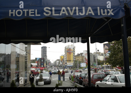 Beograd, Schild Hotel Slavija Lux Hotel Slavia Stockfoto