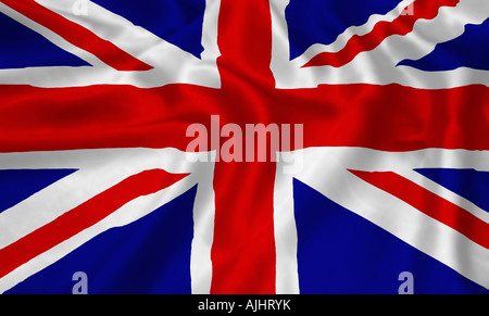 Union Jack-Flagge Plätschern Abbildung. Nationalflagge des Vereinigten Königreichs Stockfoto