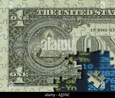FINANZIELLE CONCPT: Fehlende Teile (US Dollar) Stockfoto