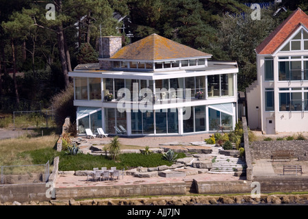 Teure Immobilien Häuser auf Sandbänken Halbinsel Poole Harbour UK Stockfoto