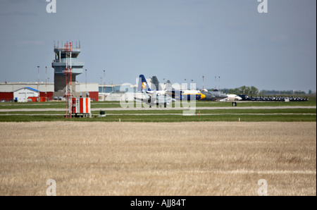 Amerikanische F-18-Kampfjets auf Moose Jaw Air Base Stockfoto