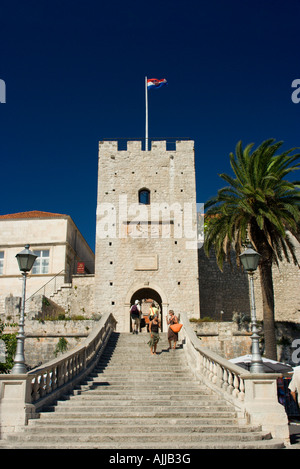 In Korcula Kroatien Revelin Turm Stockfoto