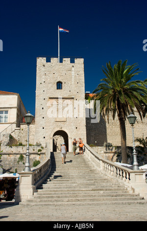 In Korcula Kroatien Revelin Turm Stockfoto