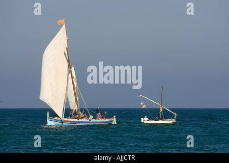 Katalanischen Fischerboote Fête des Vendanges Banyuls Sur Mer Frankreich Stockfoto