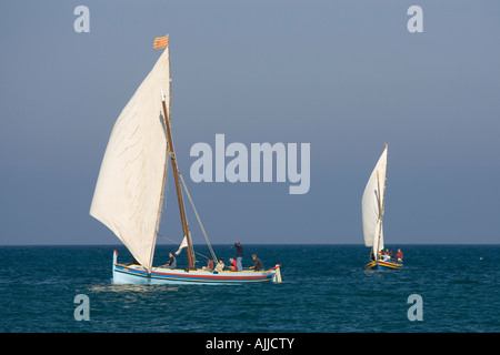 Katalanischen Fischerboote Fête des Vendanges Banyuls Sur Mer Frankreich Stockfoto