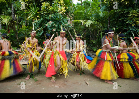 Kaday Dorf Eingeborenen tun einen traditionellen Tanz, Yap, Mikronesien Stockfoto