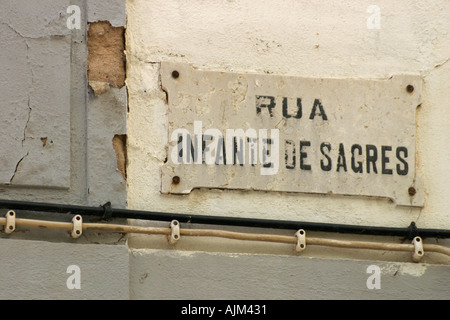 Straßenschild Lagos Portugal Stockfoto