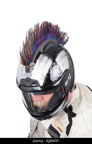 Quod Biker mit Helm Stockfoto