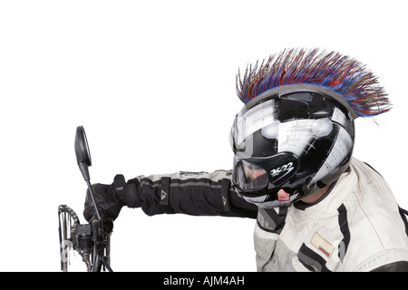 Quod Biker mit Helm Stockfoto