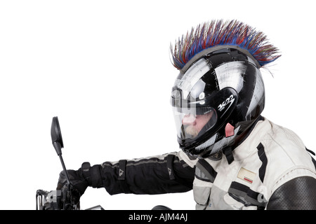 Quod Biker mit Helm Stockfoto