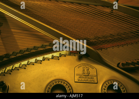 Blick ins Innere eines Steinway piano Stockfoto