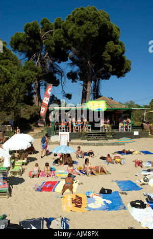 Krasa oder Banana Beach Nordküste Skiathos Sporaden Ägäis Griechenland Mittelmeer Stockfoto