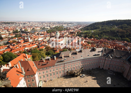 Blick vom St Vitus Cathedral, Prager Burg Hof, Tschechische Republik, Europa Stockfoto