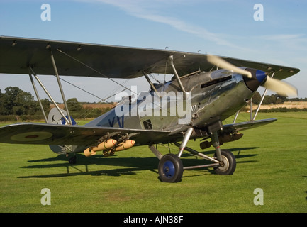 Hawker Hind Bi Flugzeug läuft vor dem ausziehen Shuttleworth Collection Old Warden Stockfoto