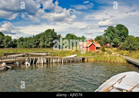 SCHWEDEN STOCKHOLM ARCHIPEL NORRÖRA INSEL FISCHEREISTADT HAFEN Stockfoto