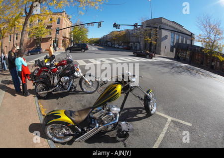 Skaneateles New York Vereinigte Staaten Fisheye Ansicht des Genesee Street in der Innenstadt von Skaneateles New York Vereinigte Staaten Stockfoto