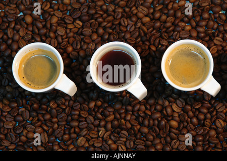Drei Tassen Kaffee Stockfoto