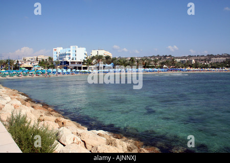 Ein allgemeiner Überblick über das Resort von Ayia Napa abgebildet auf der Insel Zypern Sie können den Strand und Küste sehen. Stockfoto