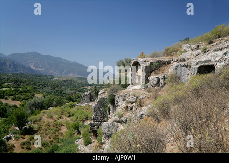 Klippe lykischen Gräber Fethiye Tlos Türkei Stockfoto