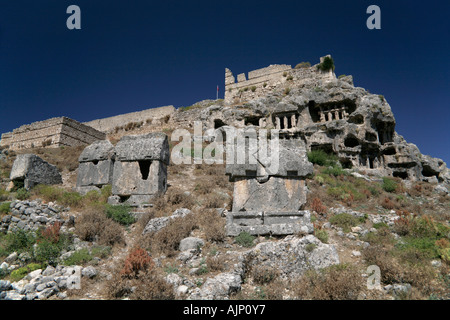 Klippe lykischen Gräber Fethiye Tlos Türkei Stockfoto