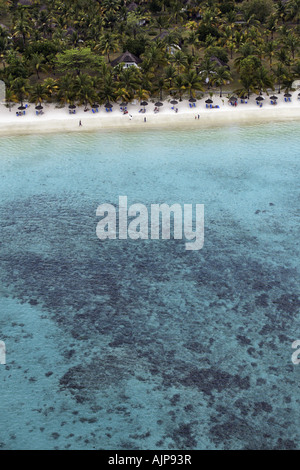 Luftaufnahme des Strandes in Mauritius Stockfoto