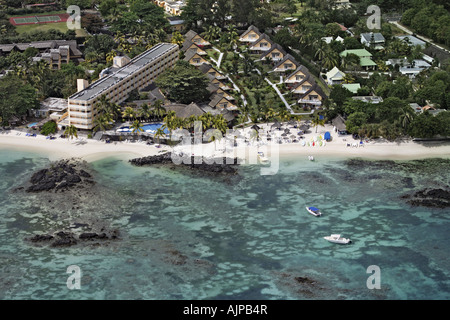 Luftaufnahme von Merville Hotel auf Mauritius Stockfoto