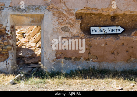 Ruinen von Belchite, ein Dorf zerstört während des spanischen Bürgerkrieges Stockfoto