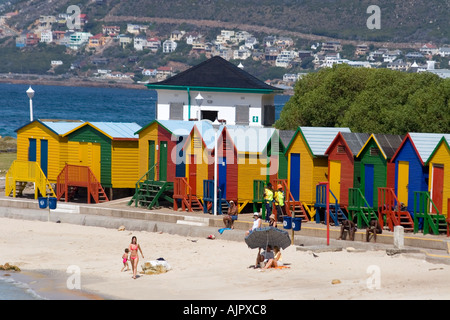 Südafrika western Cape Muizenberg bunte Strandhütten Stockfoto