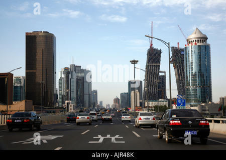 Zentralen Geschäftsviertel CBD mit der neuen Zentrale für CCTV in Peking China Bau Stockfoto