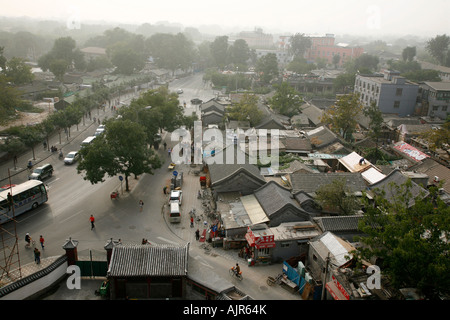 Blick auf Doufuchi Hutong von der Drum Tower Dongcheng District Beijing China Stockfoto