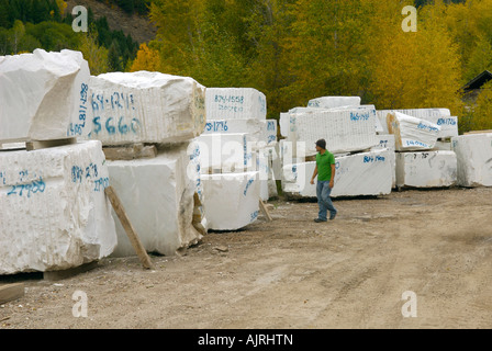 Marmorblöcke von Yule Marble Company in Marmor, Colorado, Vereinigte Staaten Stockfoto