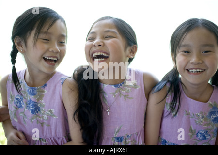 Nahaufnahme von drei Mädchen Lachen Stockfoto